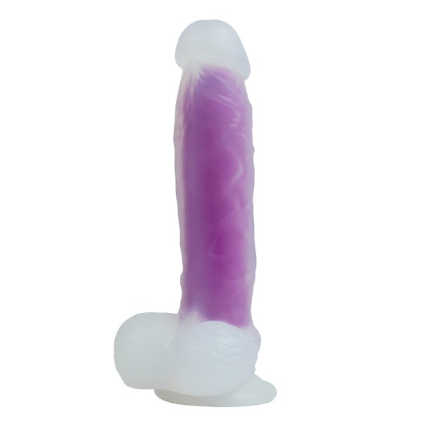 Selvlysende dildo silikone 19cm, lilla