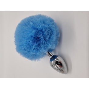 Pompon st�l analplug,lysebl�