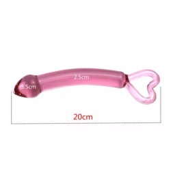 Pink glasdildo HEARTS 20cm 