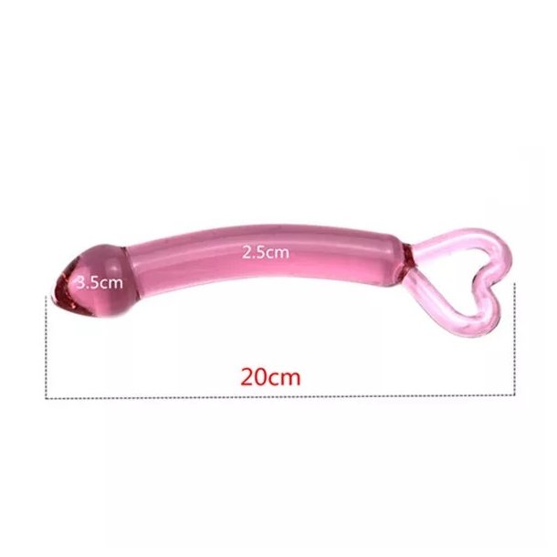 Pink glasdildo HEARTS 20cm 
