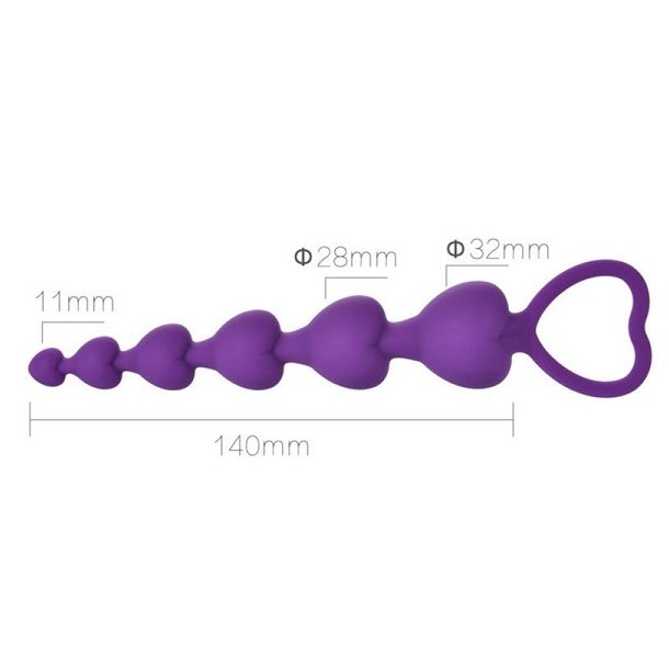 Purple hearts silikone buttplug, lilla