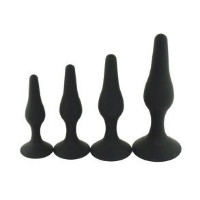 Multipack silikone buttplugs 4 stk - sort