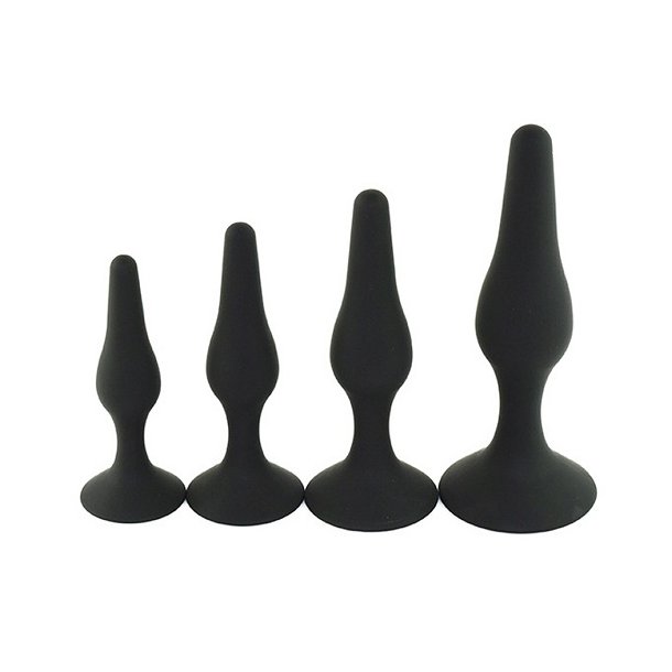Multipack silikone buttplugs 4 stk - sort