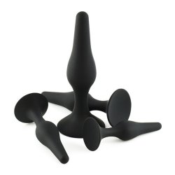 Multipack silikone buttplugs 4 stk - sort