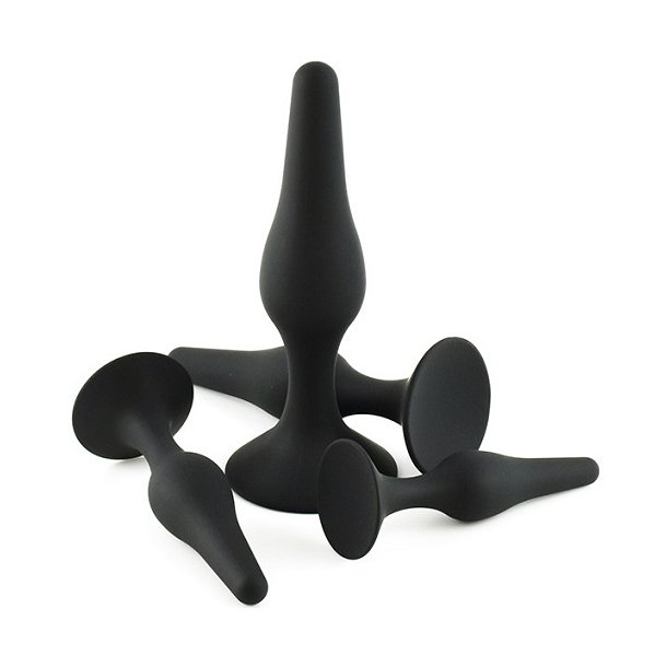 Multipack silikone buttplugs 4 stk - sort