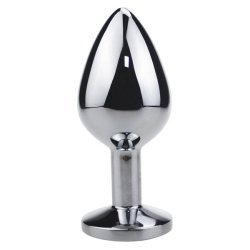 Stort st�l analplug gul/pink krystal