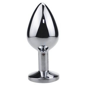 Stort st�l analplug gul/pink krystal