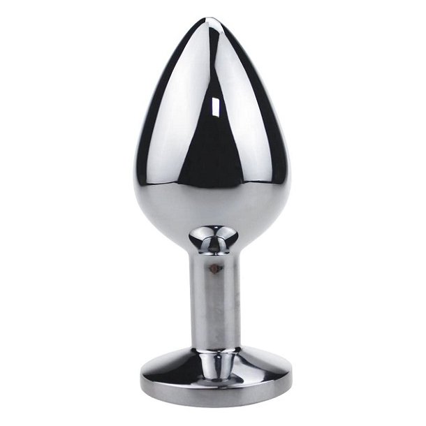 Stort st�l analplug gul/pink krystal