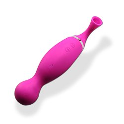 2-i-1 Wand vibrator &amp; luftvibrator, lilla