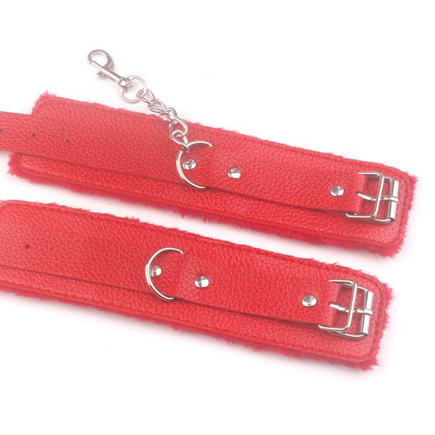 Bound wrist cuffs, red