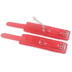Bound wrist cuffs, red