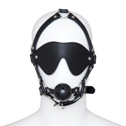 SM-maske blindfold &amp; ballgag, sort