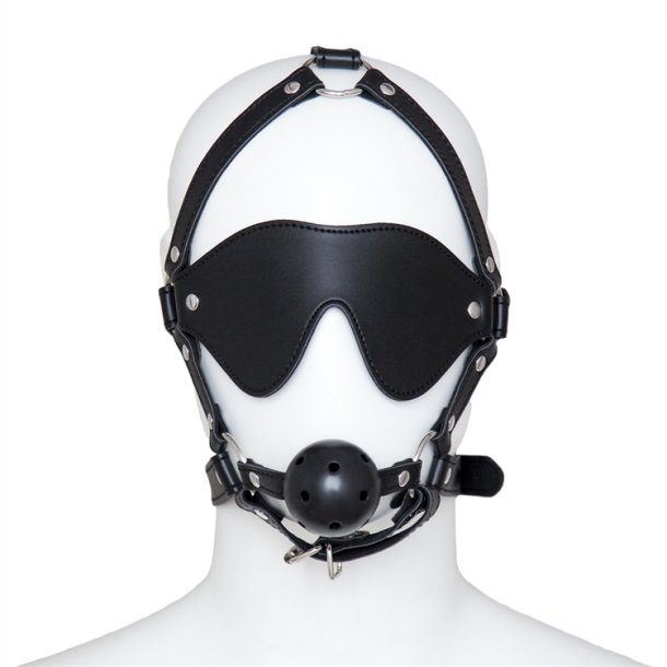 SM-maske blindfold &amp; ballgag, sort