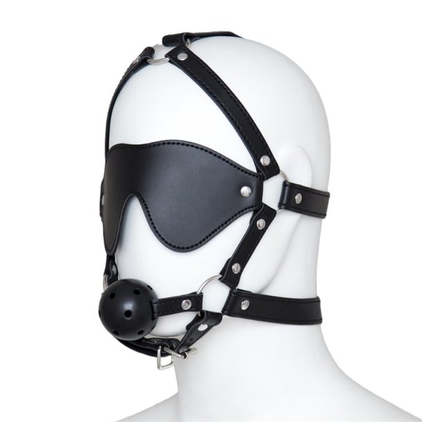 SM-maske blindfold &amp; ballgag, sort