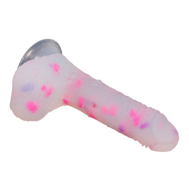 Jelly dildo m. sugekop 18cm, multifarvet 