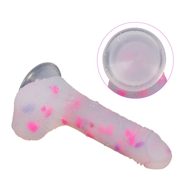 Jelly dildo m. sugekop 18cm, multifarvet 