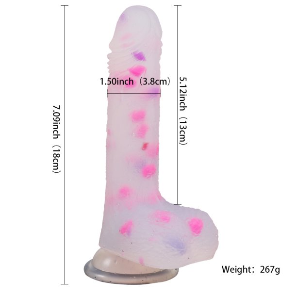Jelly dildo m. sugekop 18cm, multifarvet 