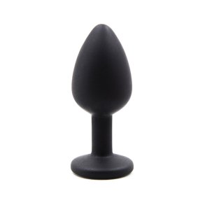 Sort silikone buttplug bl� perle, small