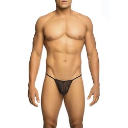 MOB - TRANSPARENT T-SHAPED THONG BLACK SIZE S/M