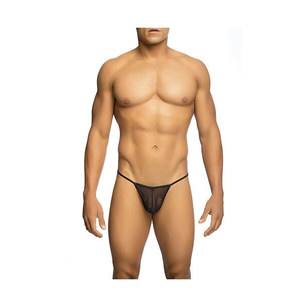 MOB - TRANSPARENT T-SHAPED THONG BLACK SIZE S/M