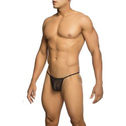 MOB - TRANSPARENT T-SHAPED THONG BLACK SIZE L/XL