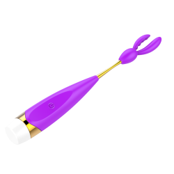 Klitoris vibrator m. ekstra hoveder, lilla/guld