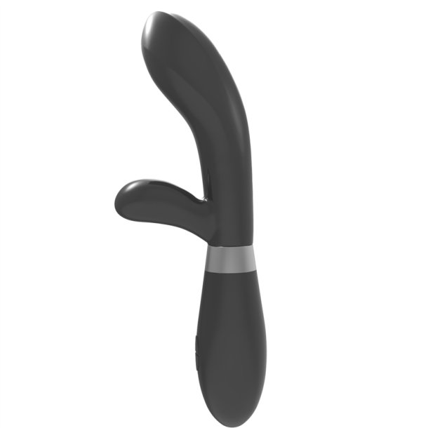 G-punkt + klitoris dildovibrator, sort