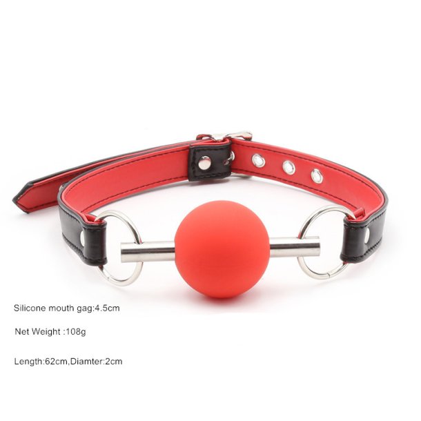 Silikone gagball p� metalstang - sort/r�d