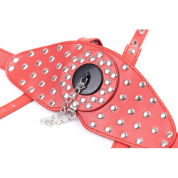 SM maske m. rem og prop gag r�d/sort