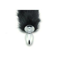St�l buttplug med hale, sort