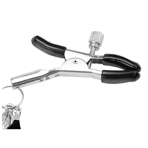 Brystsmykker 2 styk. sort/s�lv med fjer