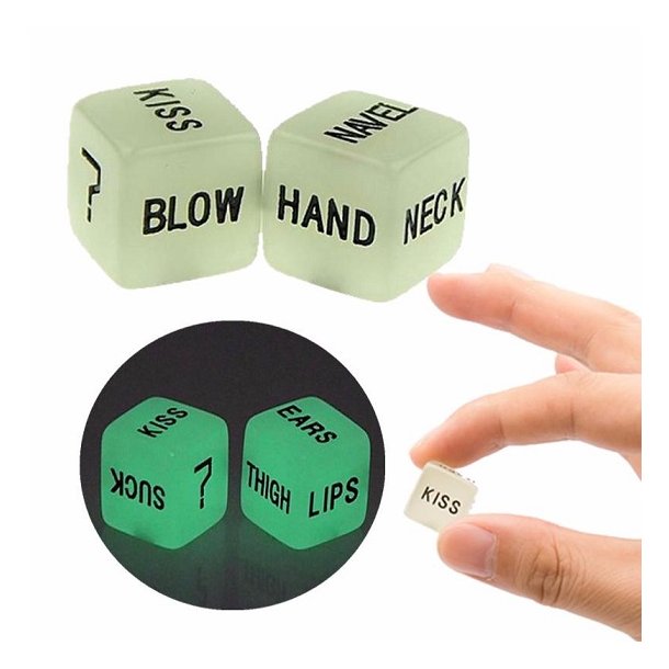 Sex terninger selvlysende 2 stk