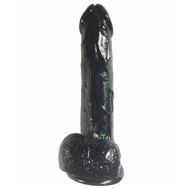 Realistisk dildo m. sugekop 15cm, sort