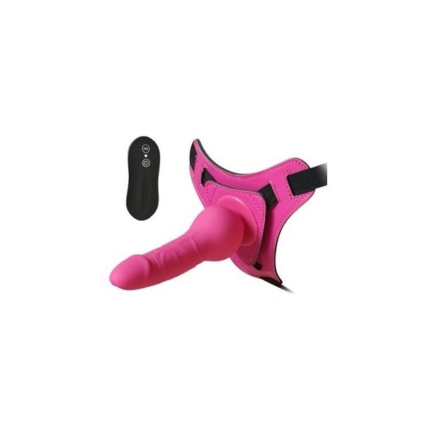Harness m. vibrations dildo og remote 14cm