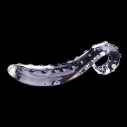 Tungespids glasdildo transparent 15cm