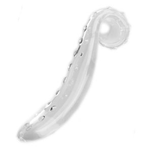 Tungespids glasdildo transparent 15cm