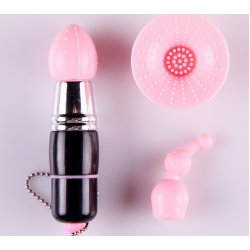 Silikonevibrator inkl. 3 hoveder, sort/pink