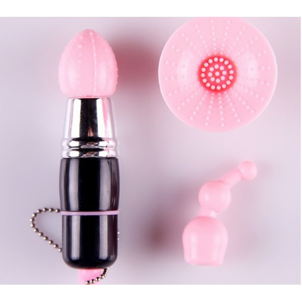 Silikonevibrator inkl. 3 hoveder, sort/pink