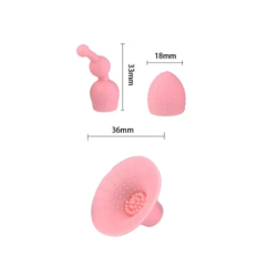 Silikonevibrator inkl. 3 hoveder, sort/pink