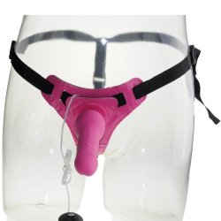 Harness m. vibrations dildo og remote 14cm