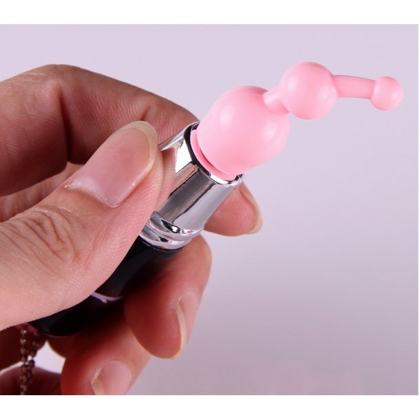 Silikonevibrator inkl. 3 hoveder, sort/pink