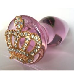 Glas analplug golden crown, 11cm