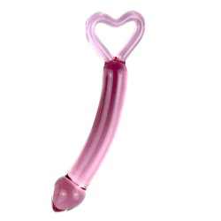 Pink glasdildo HEARTS 20cm 