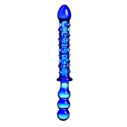 Glas dobbeltdildo safirbl� 24cm