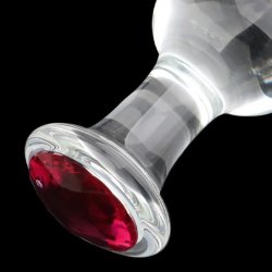 Glas analplug shiny red diamond