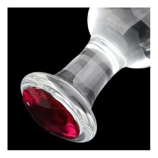 Glas analplug shiny red diamond