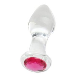 Glas analplug shiny red diamond