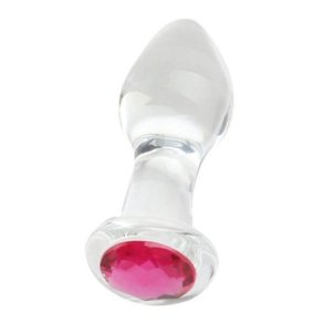 Glas analplug shiny red diamond