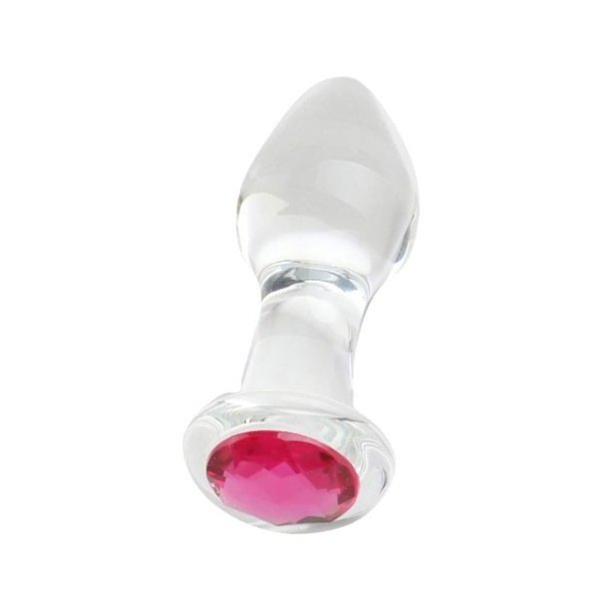 Glas analplug shiny red diamond