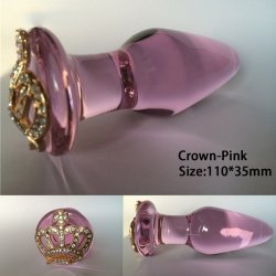 Glas analplug golden crown, 11cm